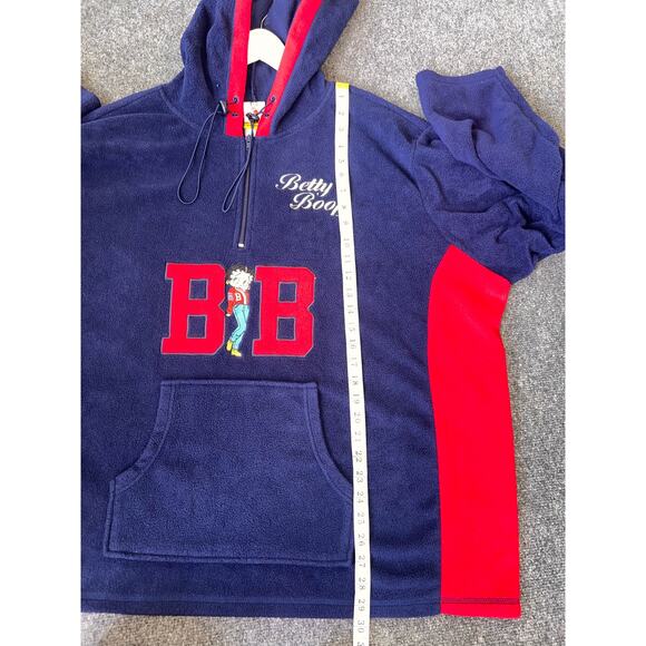 Vintage 2002 Betty Boop Sweatshirt Womens 1/4 Zip Fleece Hoodie Pullover - Picture 5 of 5